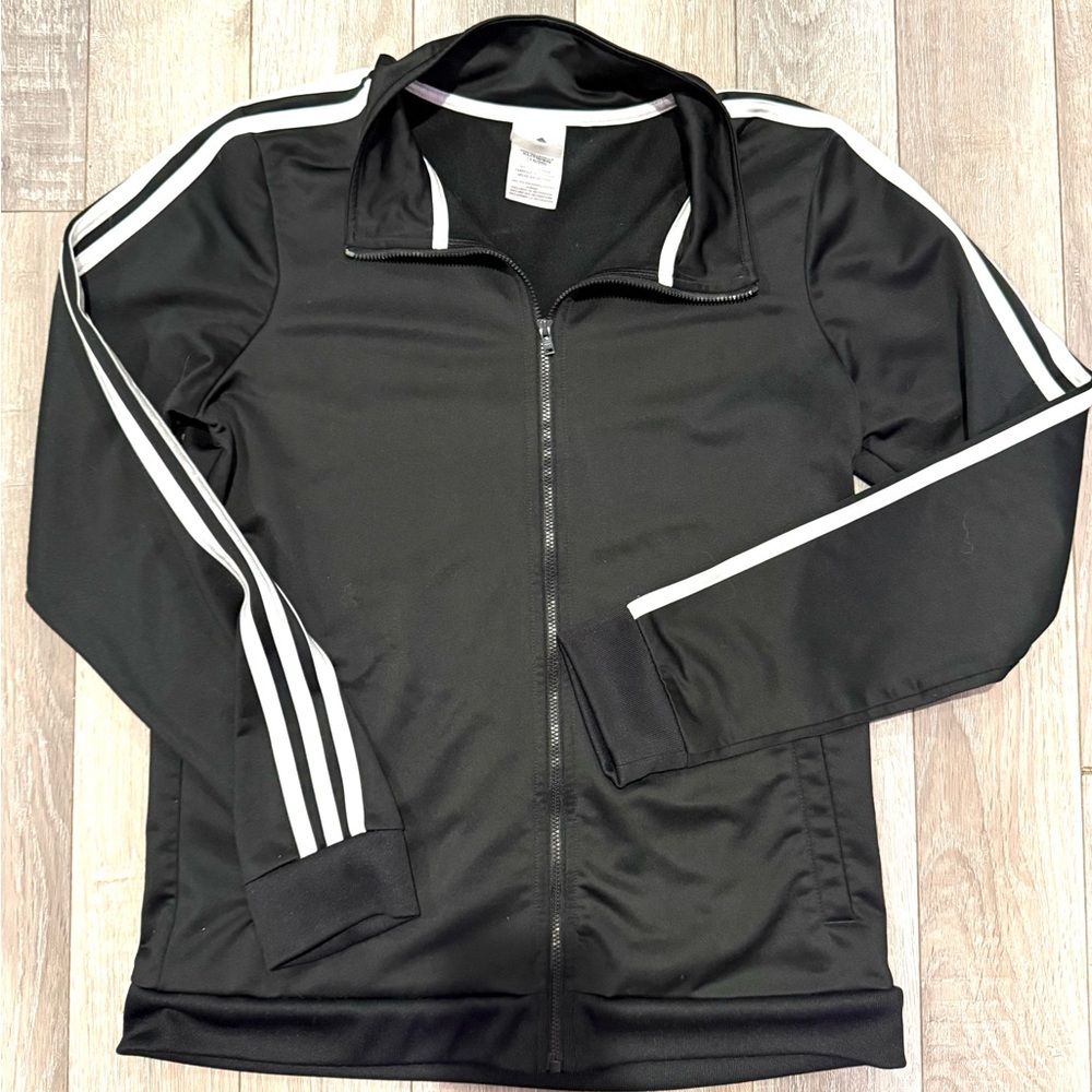 Adidas Black Jacket with White Accents size 18/20 youth boys